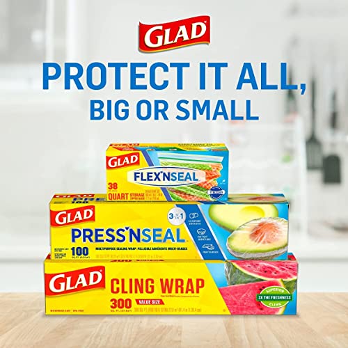Glad Press'n Seal Food Plastic Wrap, Bulk Food Storage Wrap, Plastic Food Wrap, 70 Square Foot Roll, (Pack of 12) - 70441