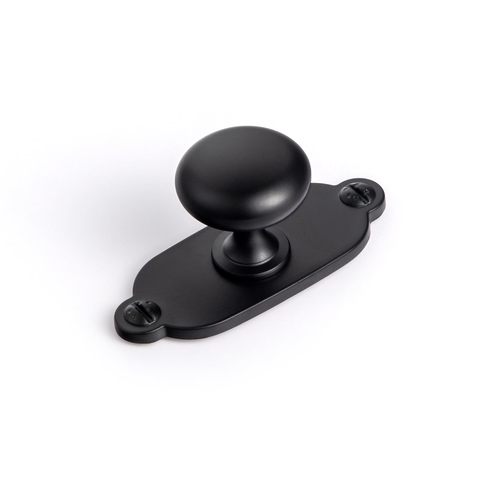 Goo-Ki Black Zinc Alloy Cabinet Knob with Backplate - Single Hole Center Cabinet Pull Hardware for Bedroom, Kitchen, 12 Pack（8611-G013）
