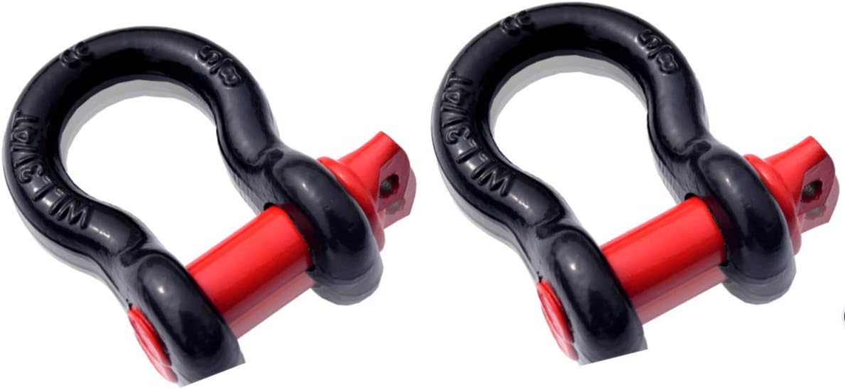QIQU 2Pack 5/8inch D-Ring Shackle,Steel Shackle for Towing,Heavy Duty Forged Steel with 3.25ton Ton Capacity (5/8inch, Black with Red Pin): Automotive