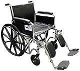 ALCO 22' Heavy Duty Chrome Wheelchair (500 lb. Weight Capacity) with Removable Full Arms, Elevating Legrests and Black Vinyl Upholstery. 30' Overall Width - Please Measure Your Doorways - 30'