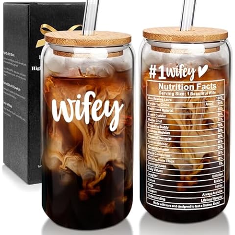 Mason Life Glass Cups with Lids Gifts for Her, 18OZ Drinking Jars Valentine Gifts for Wife from Husband, Wife Gifts I Love You, Best Wife Ever Gifts, Birthday Gifts Valentine's Day Gift For Wife Cover