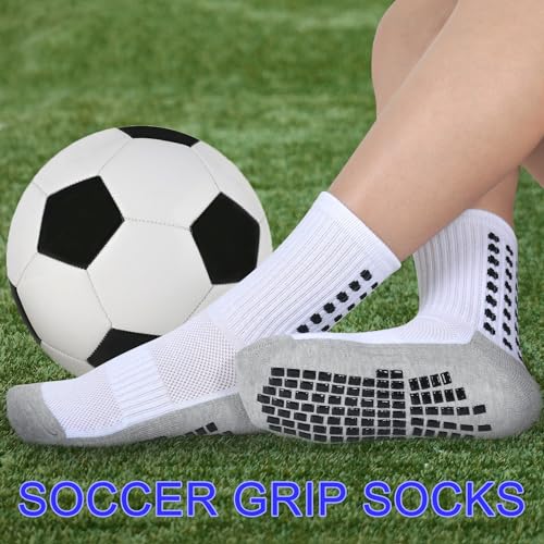 Kids Grip Soccer Socks Boys Football Non Slip Socks Cushioned Athletic Crew Socks Running Sports Kids Youth 6 Pairs - Image 3