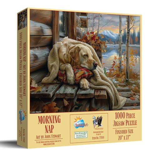 Puzzle de 1000 piezas SUNSOUT INC - Morning Nap del artista John Stewart - Tamaño terminado 20" x 27" miniatura 2