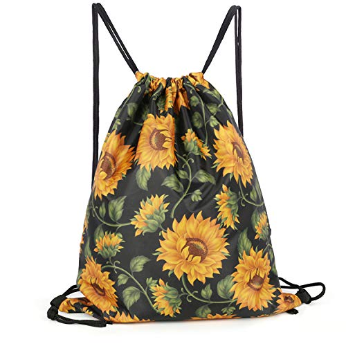 Sunflower Waterproof Gym Drawstring Bag,Sports Backpack for Men Women Girls Boys