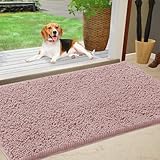IM HOME Chenille Absorbent Outdoor Doormat 48' x 30', Washable Muddy Door Mats for Dog Non Slip Indoor Doormat Dog Mat for Muddy Paw Front Inside Doormats for Entryway Dusty Pink