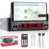HIMICAR Autoestéreo MP3 1 DIN con Bluetooth 5.0, FM/Am, AUX y 2 USB LED