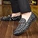 COSIDRAM Men's Glitter Studded Dress Shoes Fashion Metallic Sequins Gold Buckle Spikes Rivets Luxury Wedding Party Loafers Black 8.5