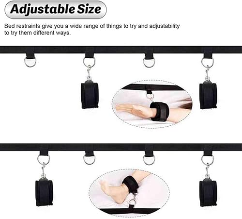 Miniatura 7 de Kit sexual para parejas debajo de la cama King, correas sexis ajustables y sujetadores de amarre para adultos, parejas, tobillos y muñecas para