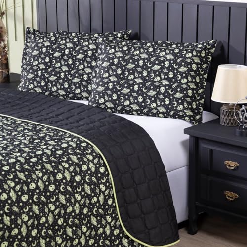 COBRE LEITO DUPLA FACE CAMA CASAL QUEEN 3 PEÇAS 80% ALGODÃO TEMA DE ALIENS ET 3 PEÇAS