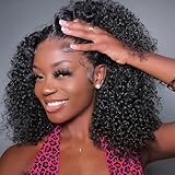 Hihmarm Curly Bob Wig Human Hair 13x6 Hd Lace 100% Human Hair Deep Wave Wigs Pre Plucked Glueless Wig Short Curly Wet And Wavy Human Hair Bob Wigs For Black Women 180 Density Natural Color 14 Inch