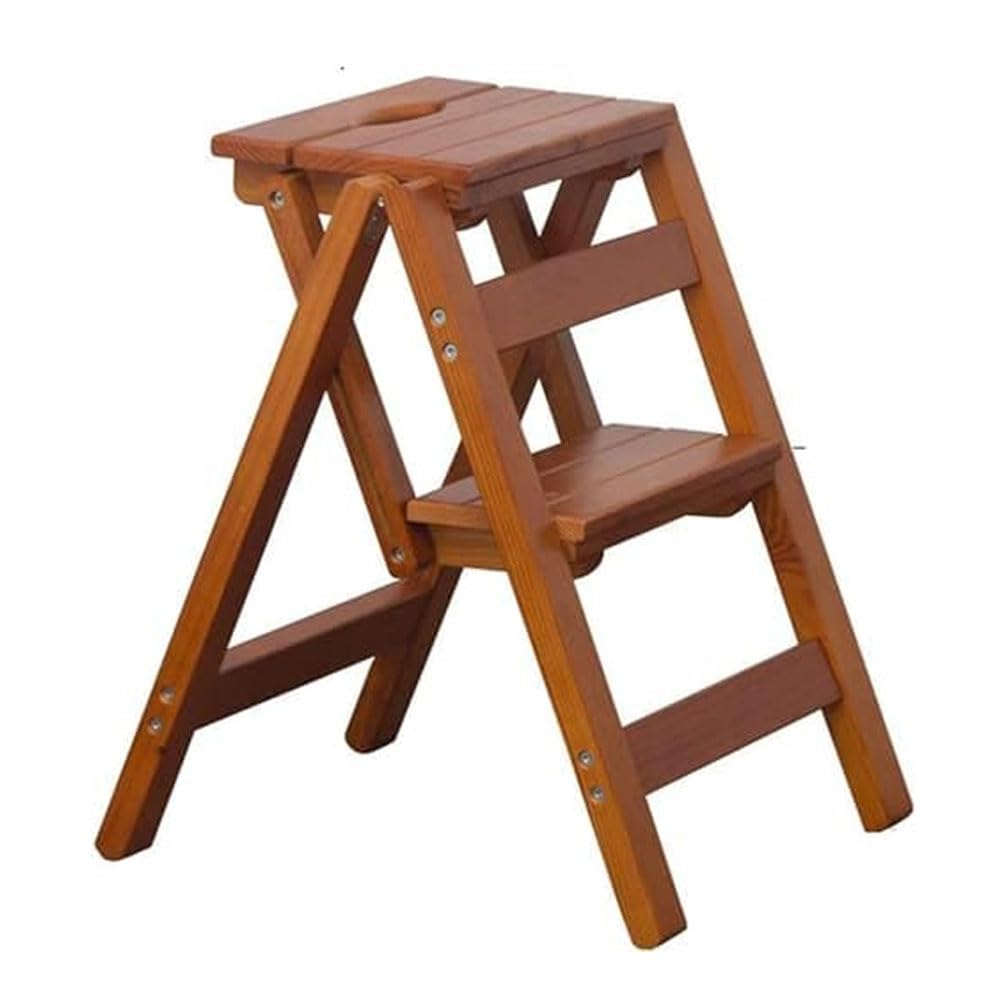 Ghygetrich Step Ladder, Folding Step Stool 2 Step Ladder Ladder Small Step Ladder Wooden Step Stool A 2 Steps