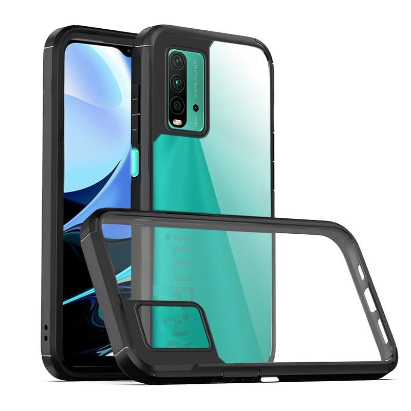 Image of SHINESTAR Ultra Slim Clear Back Cover for Redmi 9 Power, Transparent Hybrid Hard Shell Plastic & Soft Silicone Rubber Bumper, Non-Yellow Acrylic Protective Cover for Redmi 9 Power - Black