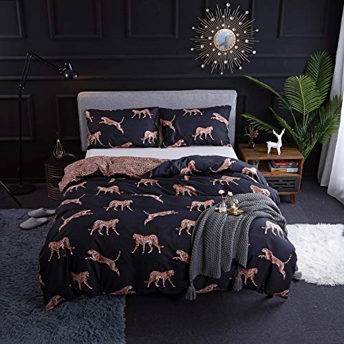 Tealp Duvet Cover Set Kids Leopard Print King Comforter Cover 3-Pcs Bedding(1 Duvet Cover + 2 Pillow Shams) Leopard, King #TOP24