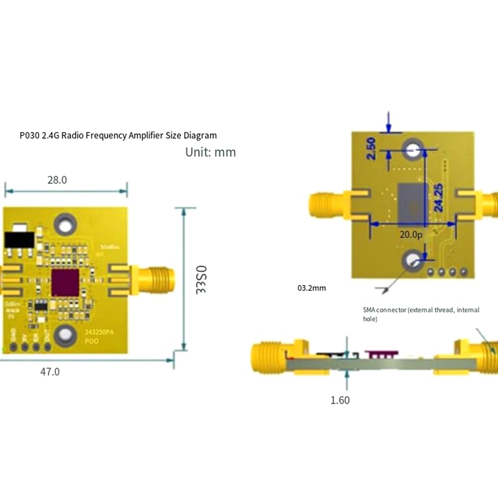 SKY65135 2,4 GHz 1W Mikrowellen-Leistungsverstärker- Signalverstärkungsplatine Signalverstärkungsmodul
