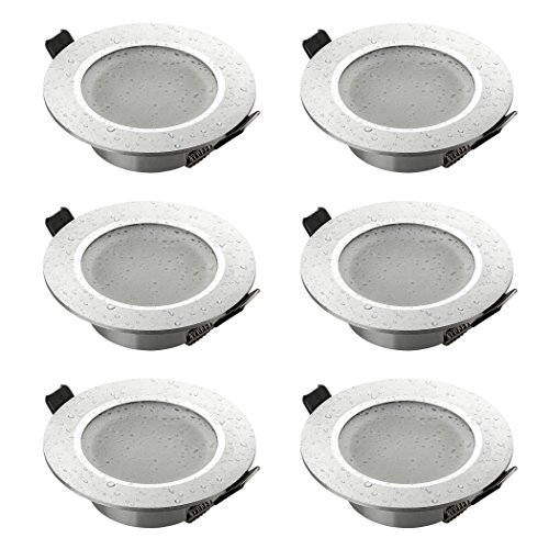 SEBSON Einbaustrahler 6er Pack Bad IP44 Alu gebürstet rund, Einbaurahmen Lochdurchmesser 75mm, Unterputz Decken Spot inkl. GU10 Fassung für LED/Halogen