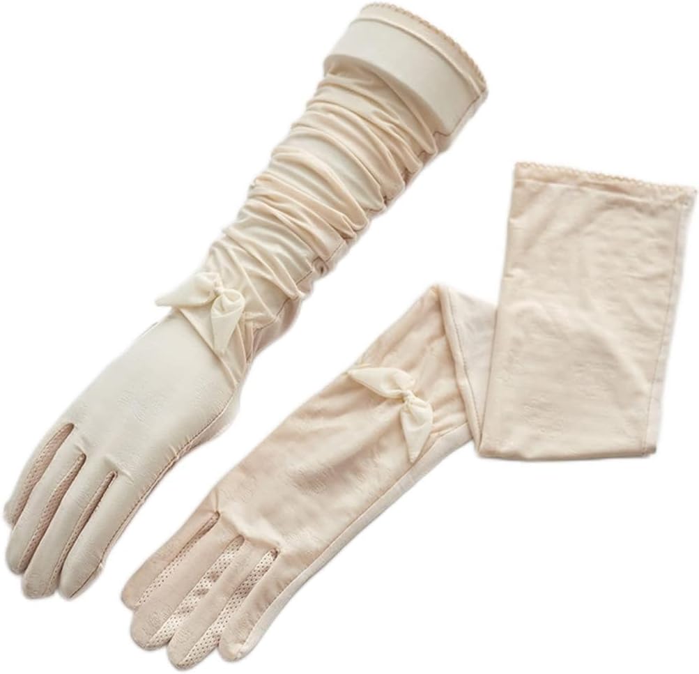 HBJWOV Long Ice Silk Lace Gloves Women's Driving Riding Armguard Sleeve Thin Section