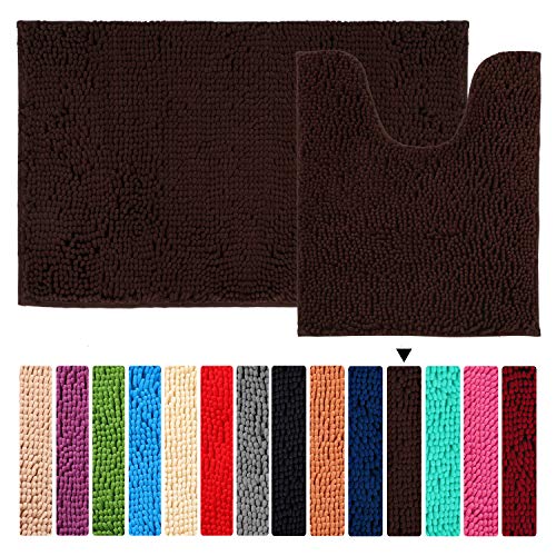 ORANIFUL Badteppiche WC Vorleger Set 2 Teilig Badematte rutschfest Waschbar Badezimmerteppich Superweicher Badvorleger Mikrofaser Teppich Badezimmer Wasserabsorbierender 50x60 cm+50x80 cm Cover