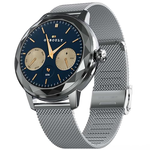 Image of GOBOULT Alora Smart Watch 1.19'' AMOLED Display, BT Calling, Rotating Bezel, 150+Watchfaces, 800 Nits Brightness, AI Voice Assistant, SpO2 Monitoring, 120+ Sports Mode (Silver)
