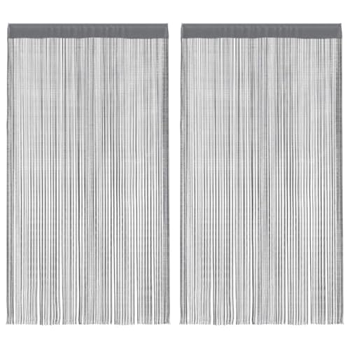 vidaXL Cortinas de Cuerdas 2 uds Antracita 100x250 cm, Cortina de Flecos, Cortina con Bolsillo para Varilla, Divisor de ambientes