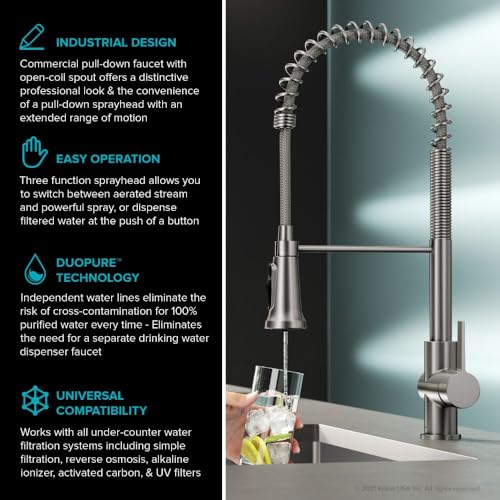 KRAUS Britt 2-in-1 Commercial Style Pull-Down Single Handle Water Filter Kitchen Faucet for Reverse Osmosis or Water Filtration System in Spot Free Stainless Steel, KFF-1691SFS by Kraus - Image 4