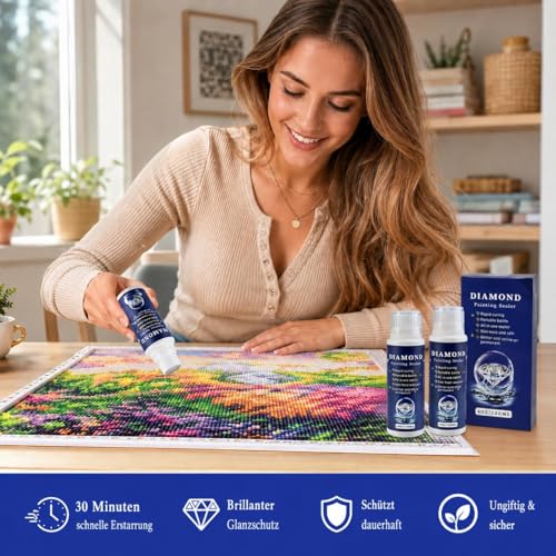 Cieex Diamond Painting Versiegelung, Diamond Painting Zubehör, Diamond Painting Kleber für glitzernde Bilder & Versiegelung von Diamanten, Durchsichtig(120 ml)