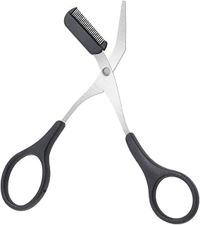 Eyebrow Trimmer Scissors with Comb, Professional Precision Trimmer Eyebrow Eyelash Hair Remover Cut Scissors Beauty Tool for Men Women (Black)