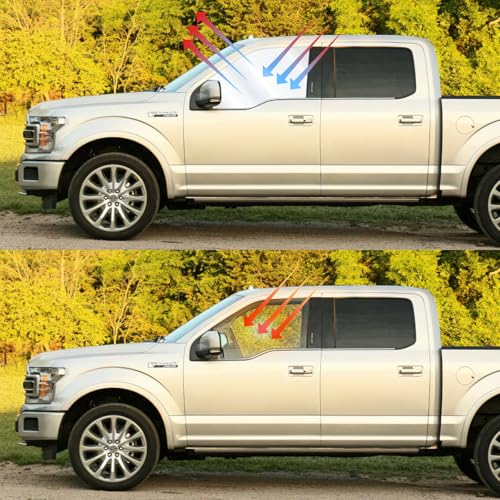 Image of Front Side Window Sun Shade for 2021-2025 Fo-rd F150 Accessories 2Dr 4Dr Pickup, Foldable Window Sunshade Sun Visor Protector for F150, Side Window Shades Sun Shield Blocks UV Rays Heat