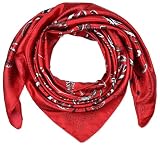 corciova 35 x 35 Women Fire Engine Red Tree Silk Like Square Hair Scarf Headscarf Curly Headband Sleeping at Night Fashion