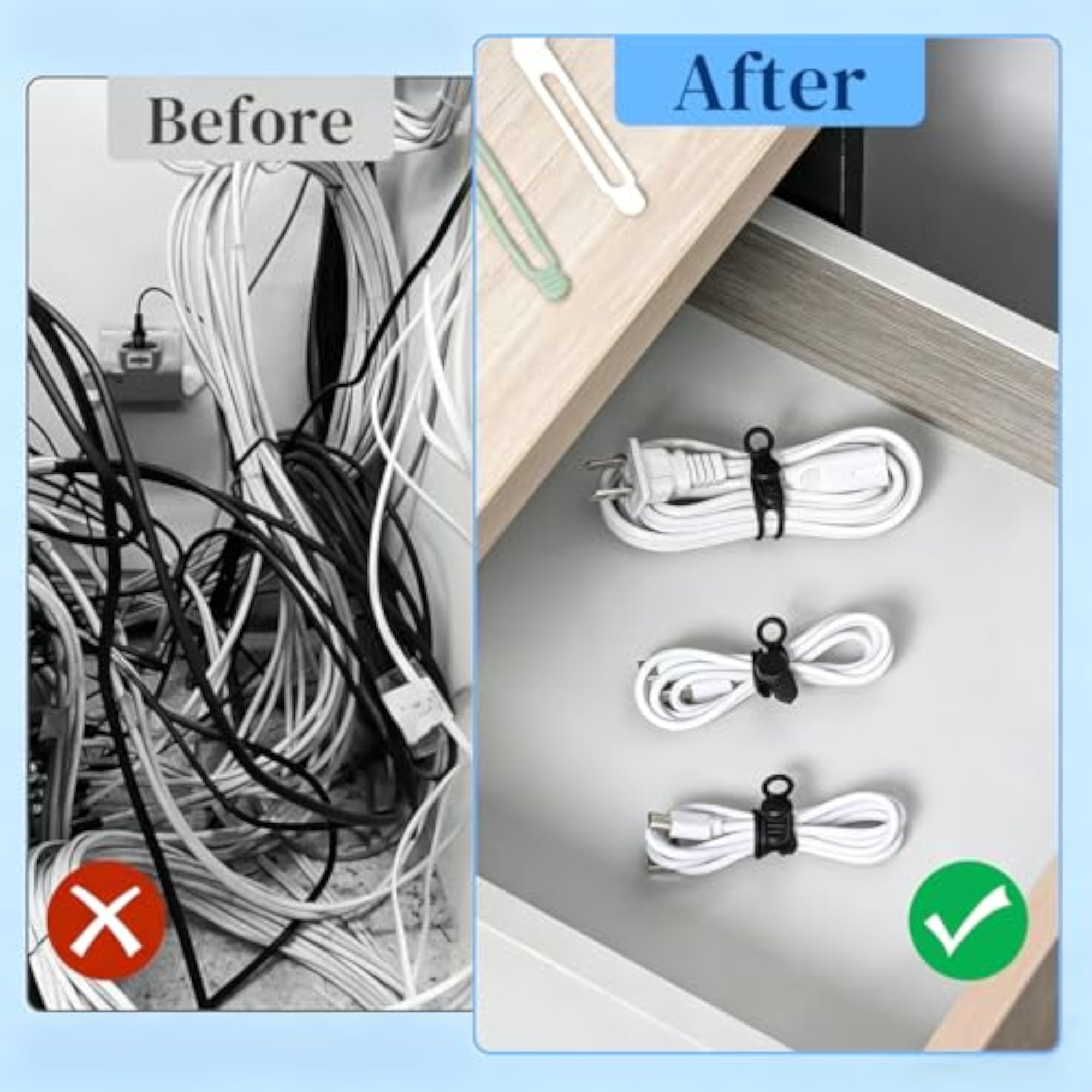 Silicone Cable Ties, 6 Pcs Reusable