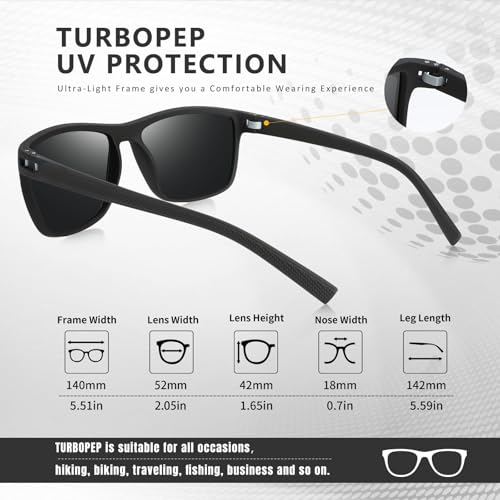 TURBOPEP Square Polarized Sunglasses for Men and Women Lightweight Frame Sun Glasses with UV Protection - Image 5