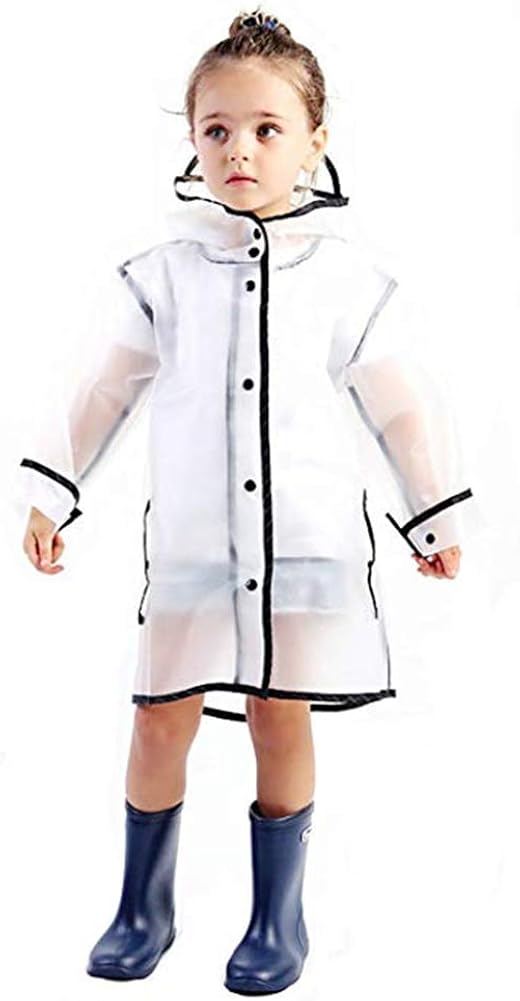 Kids Raincoat EVA Rain Poncho,Portable Hooded Poncho Jacket Rain Coat for Boys Girls Children: Clothing, Shoes & Jewelry