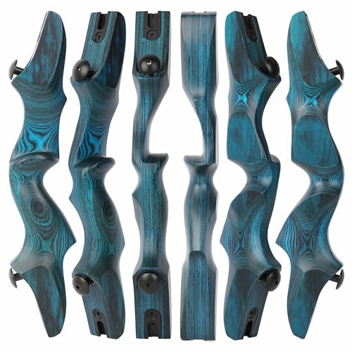 ZSHJGJR Archery ILF Bow Riser Wooden 14.7 Inch Bow Handle Takedown Recurve Bow Longbow Handle Right Handed，Diamond Blue