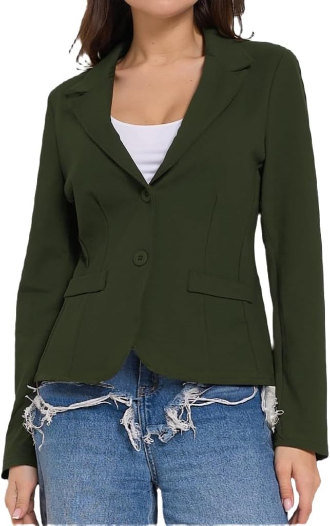 Women’s Blazer Jersey Elegant Casual Sporty Jacket Elegant Office Semi-Slim without Pockets Shrug for Dress Ceremony Suit Trousers and Short Jacket