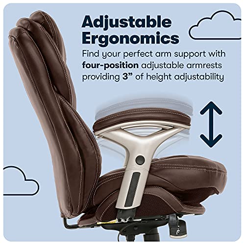 Serta Ergonomic Executive Office Chair Motion Technology Adjustable Mid Back Design With Lumbar Support, Chestnut Bonded Leather #TOP6