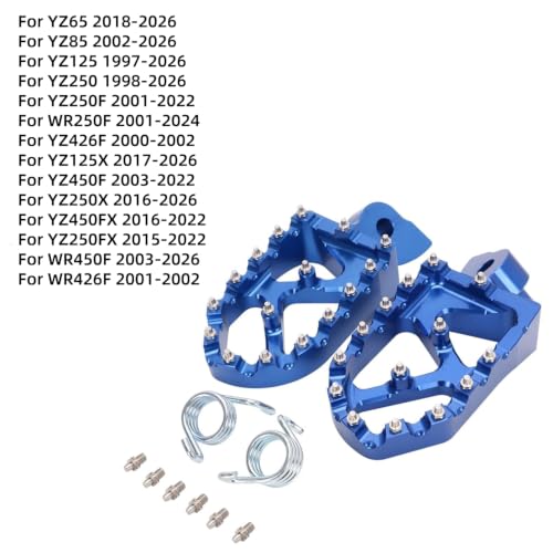 Image of JFG RACING Dirt Bike Foot Pegs,Lengthen Dirtbike Footpegs CNC for YZ65 18-23 /YZ85 02-23 / YZ125 97-23 /YZ250 98-23 /YZ250F WR250F 01-23 /YZ450F WR450F 03-23 /YZ125X 17-23 /YZ250X YZ250FX YZ450FX WR426F-Blue