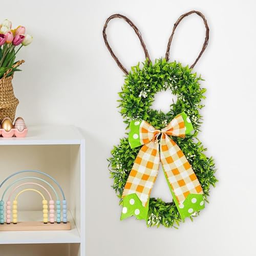 Couronne de Lapin de Pâques et décoration suspendue printemps pour maison - 7