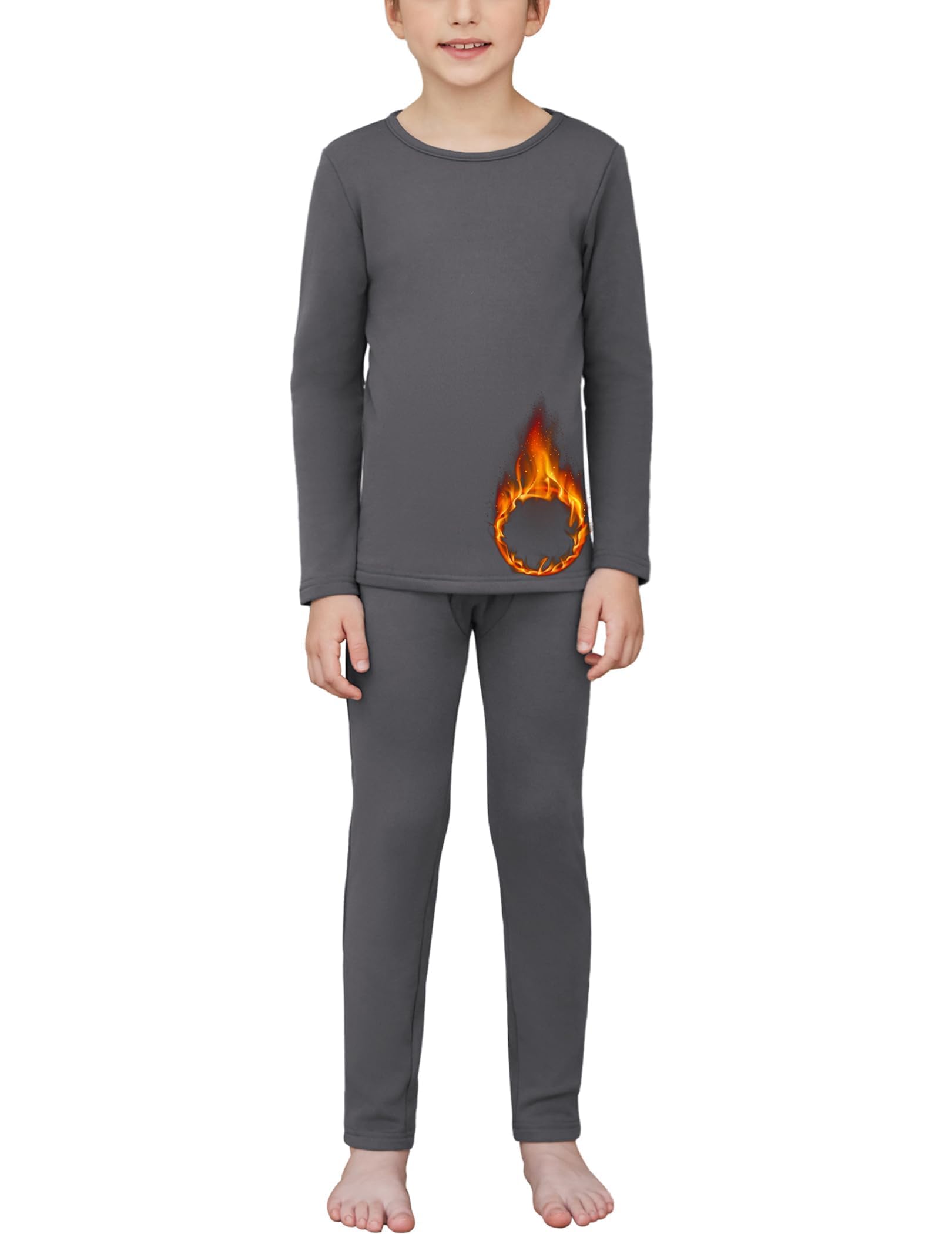 Arshiner Thermounterwäsche Set Kinder Jungen Funktionsunterwäsche Skiunterwäsche Winter Warm Thermo Unterwäsche für Ski Fussball Sport Junge Thermo Unterwäsche Set Long 5-12 Jahre