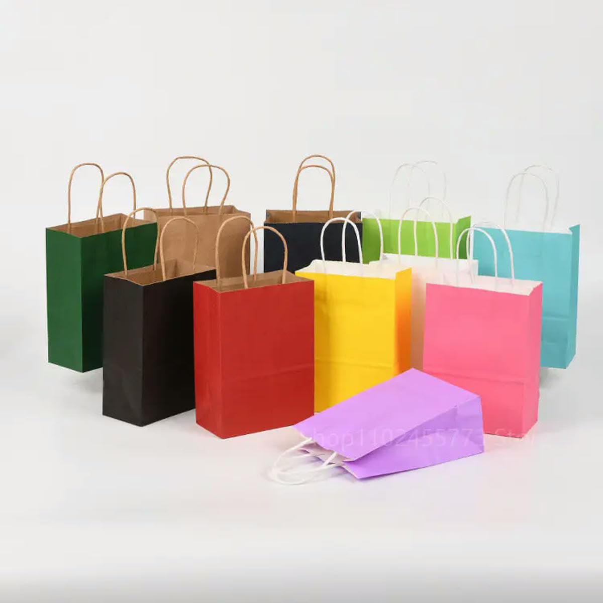 5/10/20/30 Stück Festival-Geschenktüte aus Kraftpapier zum Einkaufen DIY Multifunktions-Recycling-Papiertüte mit Griffen-Rosa-21x27x11cm(M)-20 Stück