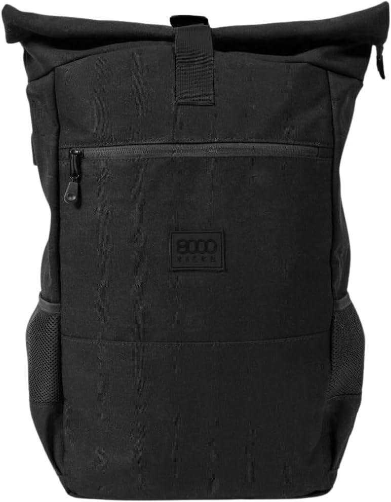 8000Kicks Everyday Hemp Backpack - Lightweight and Waterproof Backpack with Anti-theft pocket and Spacious Interior (Solid Black)