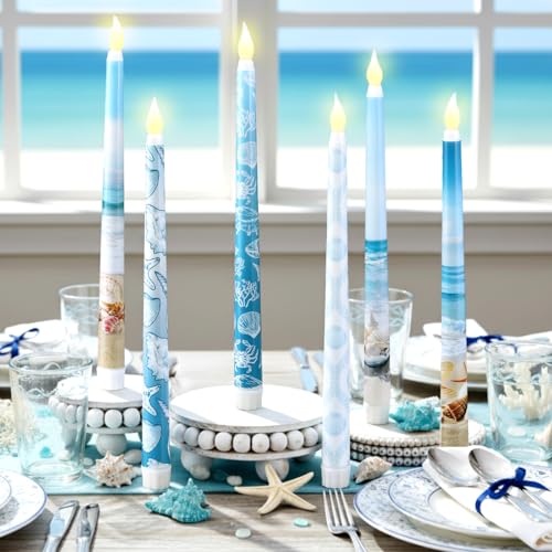 Riakrum 6 Beach Flameless LED Candles with Starfish