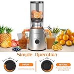 Cold Press Juicer, Slow Masticating Juicer Machines with 5" Feeding Chute Fit Whole Fruits&Vegetables, Stainless Steel Slow Masticating Juicer Easy to Clean, 99.6% Juice Purity, 1.5L Capacity. - Image 5