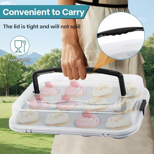 2-Pack Cupcake Pan with Lid, 12-Cup Nonstick Muffin Pan with Handle – Cupcake Carrier for Baking & Transporting, Perfect for Party, Holiday, Gathering - Thumbnail 4