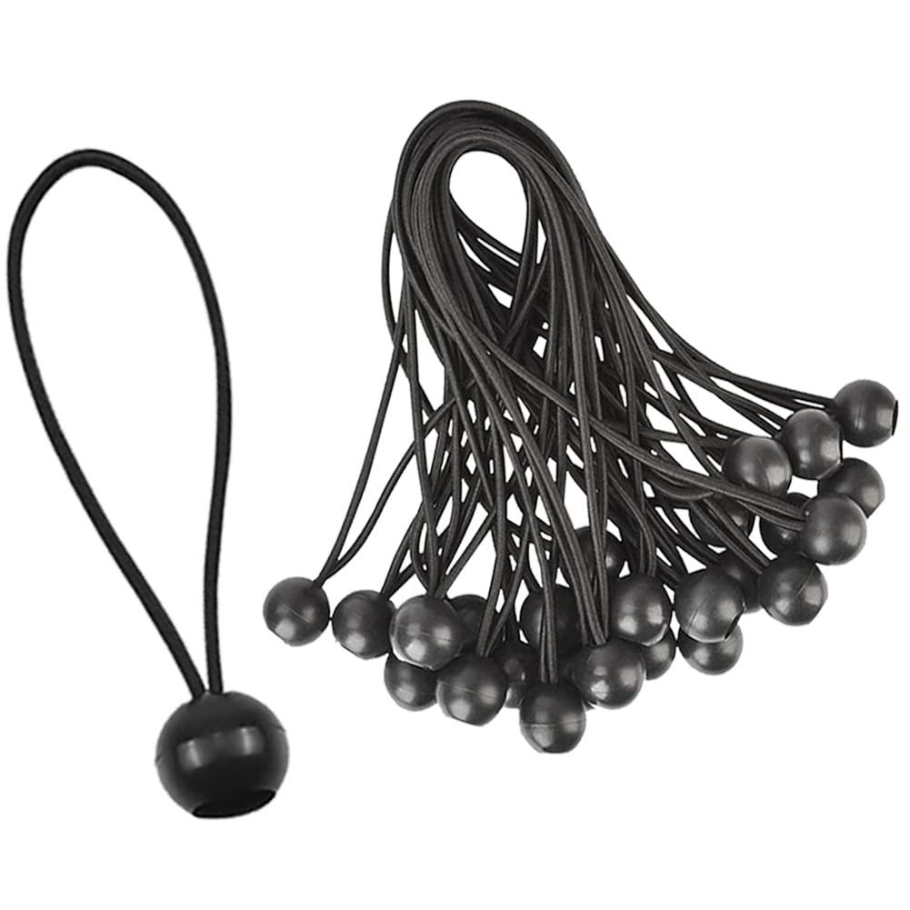 Lot de 20 tendeurs élastiques avec boules pour bâche, bannière, pavillon, tente, cordon durable avec crochets, idéal pour les mâts de drapeau et les activités de plein air