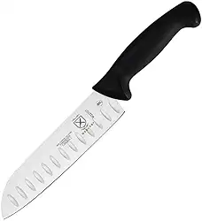 Mercer Culinary Faca Santoku, borda Granton de 17,8 cm, preta