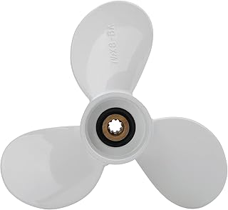 RockVOQRN Hélices fueraborda de aleación de aluminio de 3 cuchillas, hélices ligeras para motor, color blanco, 7 1/2 x 8-BA para marina