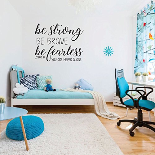 Joshua 1:9 Decal | Christian Bible Scripture Verse Wall Decor | 'Be Strong Be Brave Be Fearless. You Are Never Alone' | Religious Vinyl Lettering For Home, Church, Office, Or School Classroom #TOP5