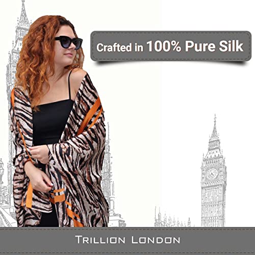Image of Trillion London Spring Collection | Designer Silk Scarf For Women UK | Lightweight Neck Scarves | Shawl Wraps | Suitable for Daily Life | Smooth & Soft Finish | Gift for Women | Size-180cm x 90cm
