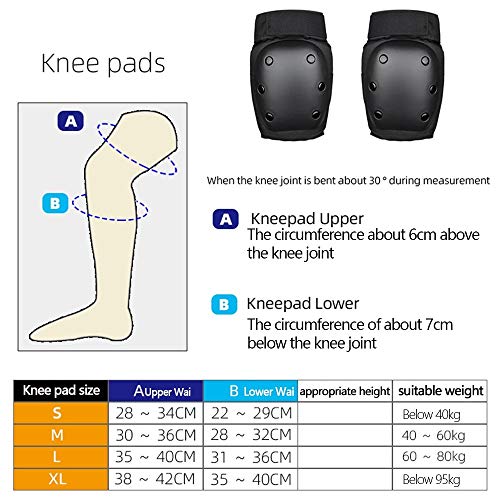 DONGKER 6PCS Knee Pad Elbow Pads, Adult/Child Skate & Skateboarding Wrist Guards Protective Gear Set with Adjustable Strap for Motorcycle, Skating, Biking, Skateboard