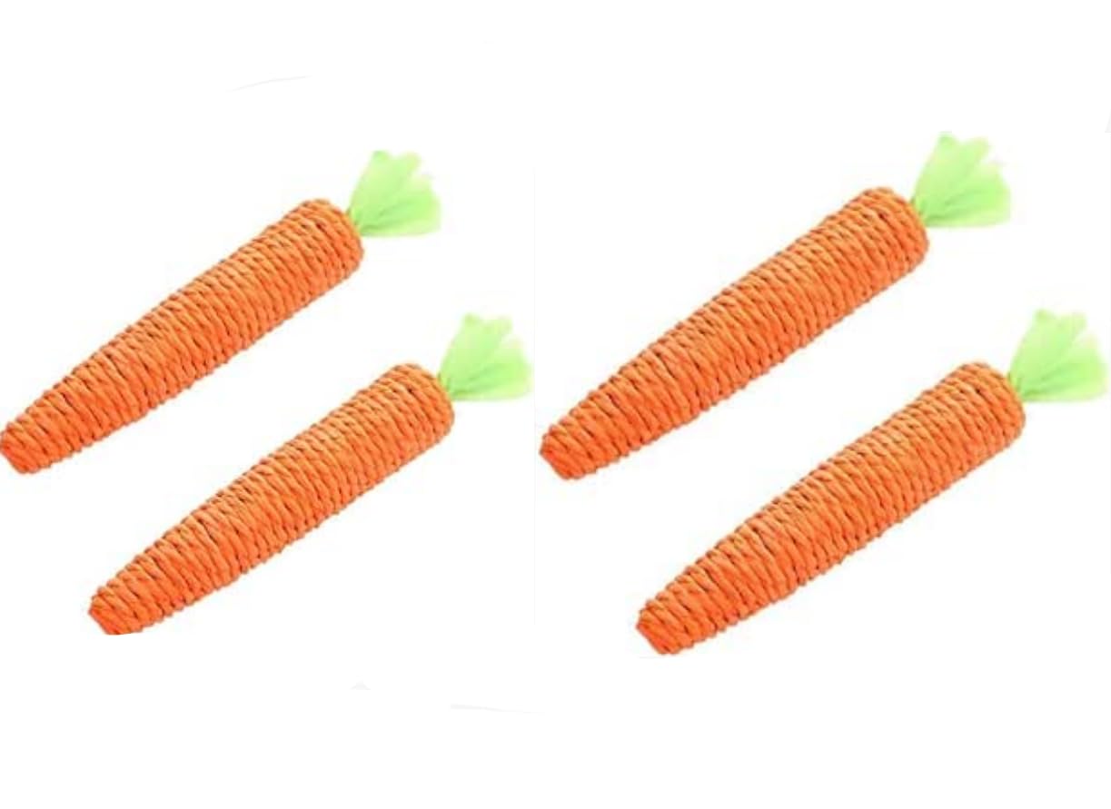 Yjemle 4Pcs Orange Natural Interactive Sisal Carrot Cat Toys,Cat Dental Chew Toy Kitten Teething Toys for Indoor Cats Interactive Toys