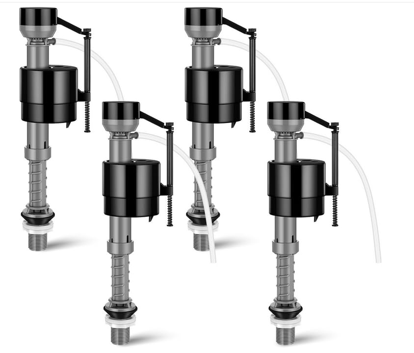 Kit universal de repuesto para lavabo, kit de repuesto de válvula de llenado de inodoro, kit de piezas de inodoro interior del tanque, ajustable, silencioso y fácil de instalar (paquete de 4)